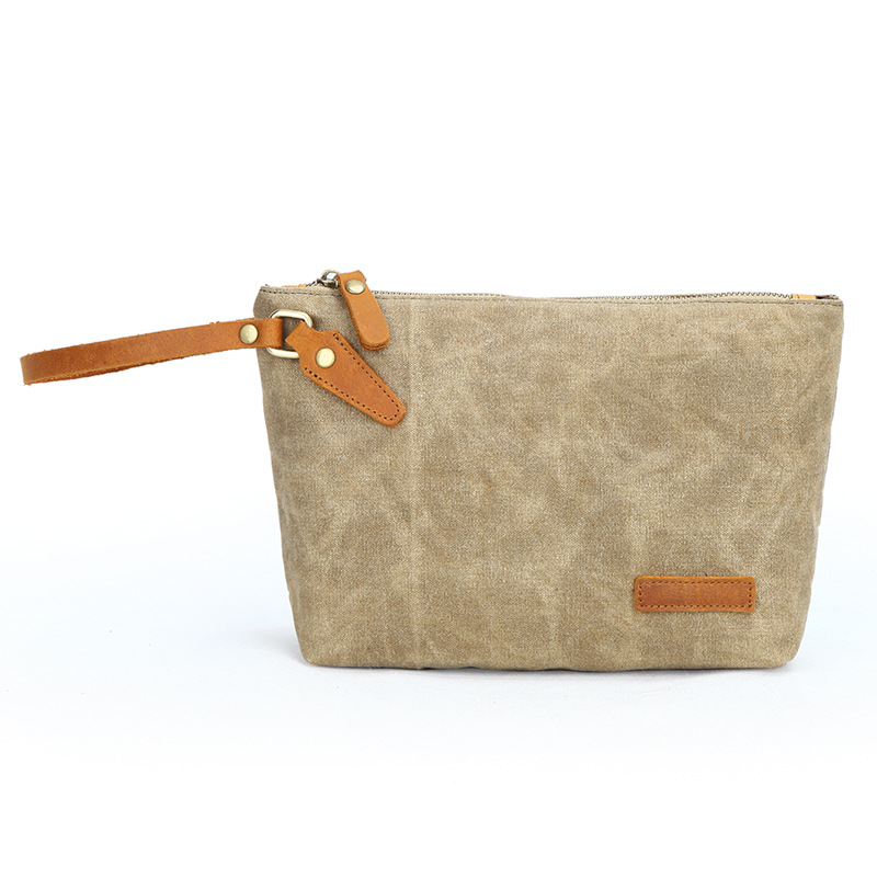 Nueva moda retro embrague impermeable bolsa de lavado de lona bolsa de almacenamiento de viaje cambio clave transfronteriza en stock