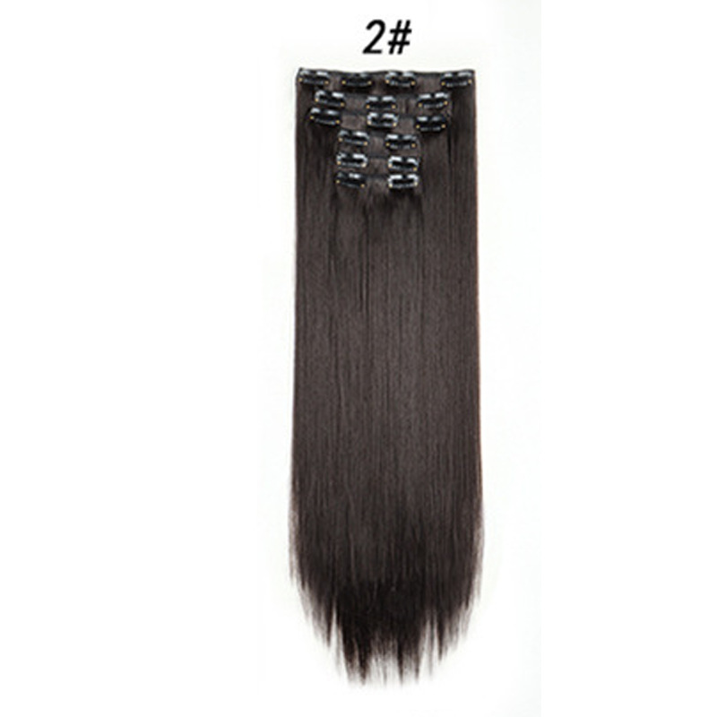 Europa y los Estados Unidos sin rastro extensión de cabello de 24 pulgadas de cabello recto de 6 piezas de cabello de alta temperatura extranjera
