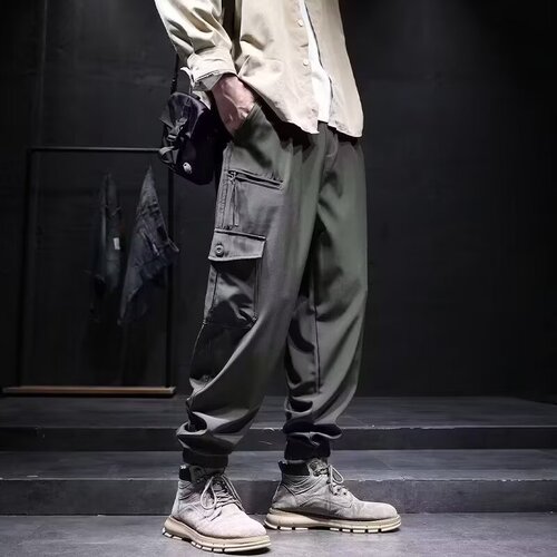 Summer 2024 New Arrival Men's Drawstring Harem Work Pants, Plus-Size Men's Casual Cargo Trousers, Sports Pants