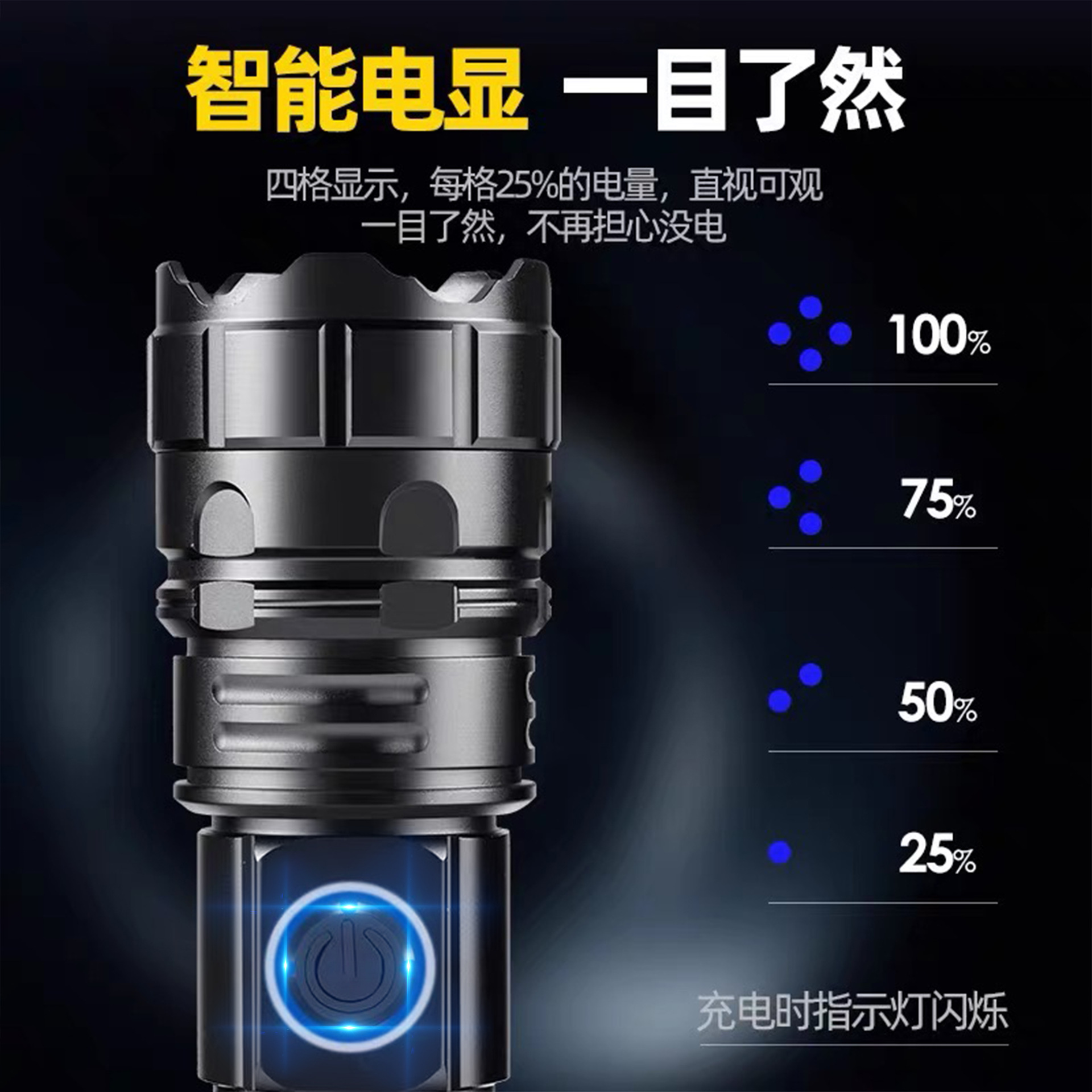 Linterna de luz brillante LED táctica transfronteriza, pequeña y conveniente para exteriores, linterna de largo alcance con zoom de iluminación de emergencia con portalápices