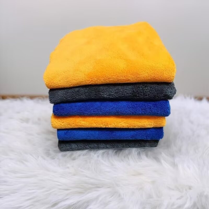 microfibra gruesa cortada doble cara poliéster brocado de alta densidad coral veludo toalla de limpieza de coche toallas super absorbentes