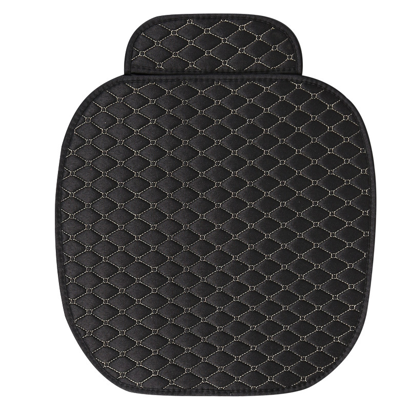 Xiao Ling Four Seasons Small Rhombus Flax Car Seat Cushion with Backrest (Seat cushion, seat cover) - small-rhombus-linen-black-gold-line-single-square-cushion