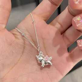 新款卡通独角兽项链甜美可爱挂坠锁骨链送女友生日礼物直播批发