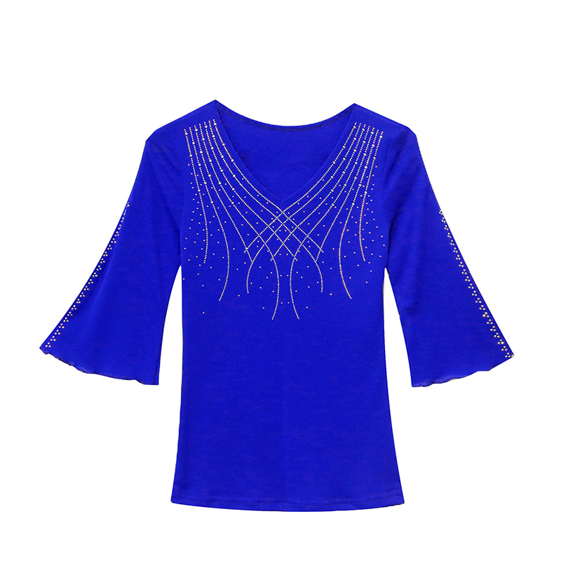 2025 verano nuevo estilo de malla de moda split hot shots wild skinny de siete cuartos de manga top femenino T-shirt tendencia image 6