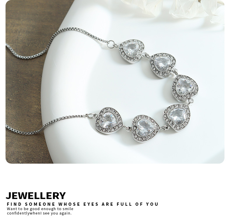 Fashion Heart Shape Titanium Steel Plating Inlay Zircon Necklace 1 Piece