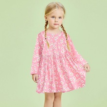 外贸2025春秋新款女童韩版长袖连衣裙儿童印花长袖洋气公主连衣裙