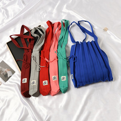 韓國小眾新款褶皺摺疊手提包女簡約百搭購物袋風琴包單肩包袋小號