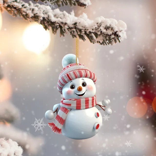 国境を越えた新製品かわいいアニメクリスマス雪だるま車が家のクリスマスツリーを飾ってクリスマス装飾を飾る|undefined