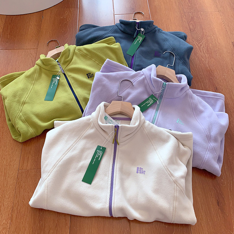 Factory Order Autumn and Winter Outdoor Mountain Style Stand Collar Fleece Cardigan Jacket Warm Double-Sided Fleece Inner Jacket