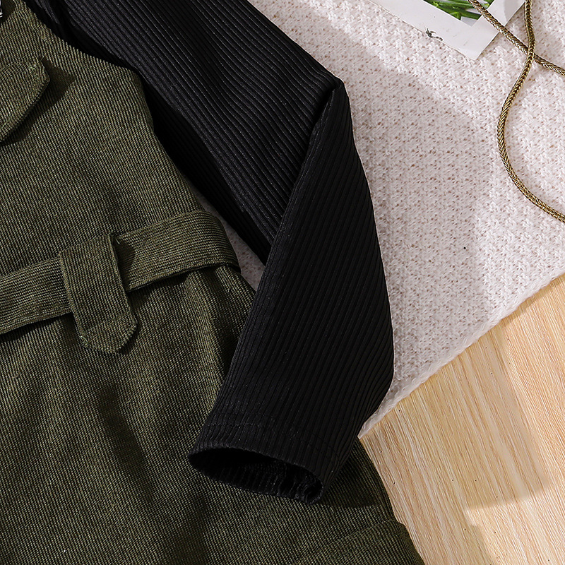 Girls' overalls set Korean version autumn and winter new item, mid size sleeved knitted sweater long pants two-piece_voghion.com