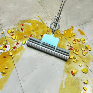 Drag bit oversized absorbent sponge lazy person hands-free wash big straight rod roller mop floor mop artifact
