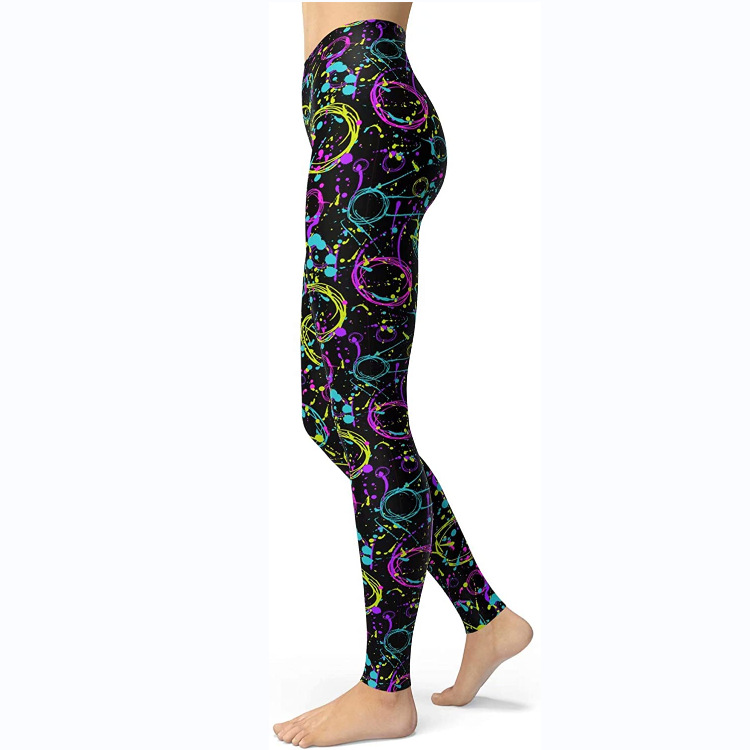 Abbigliamento da donna multicolore stampato slim fit fianchi sollevamento snellente grandi dimensioni corsa yoga fitness leggings_voghion.com