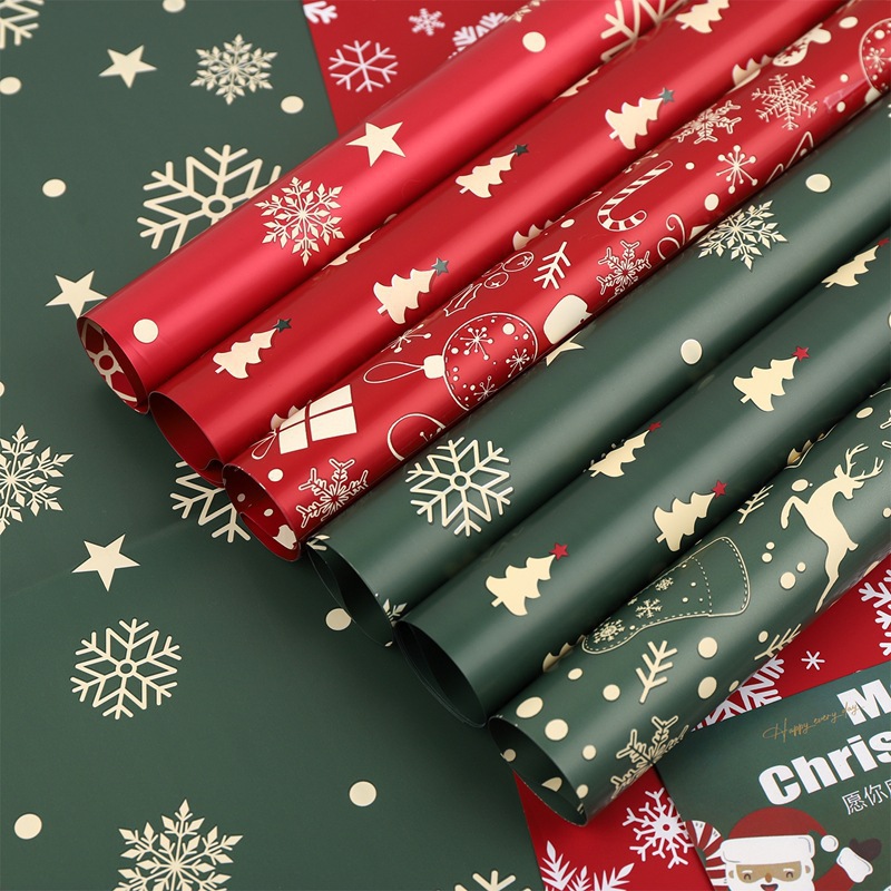 Papel de Envoltura Impermeable de Navidad para Flores y Regalos de Película Perlada