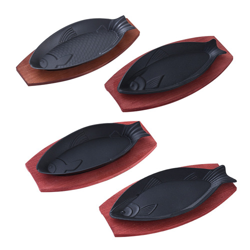 Wholesale Teppanyaki Teppanyaki Round BBQ Frying Pan Rectangular Korean Steak Plate BBQ Fish Plate Home