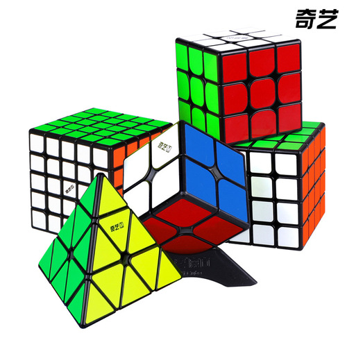 Qiyi Magnetic 2nd, 3rd and 4th Order Rubik's Cube Pyramid Smooth Magnetic Solid Color Black 2nd, 3rd and 4th Level Rubik's Cube Toy