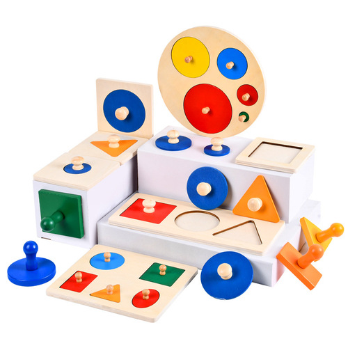 Manufacturer supply Montessori shape geometry panel color hand scratching board puzzle Montessori mathematics teaching aids toys