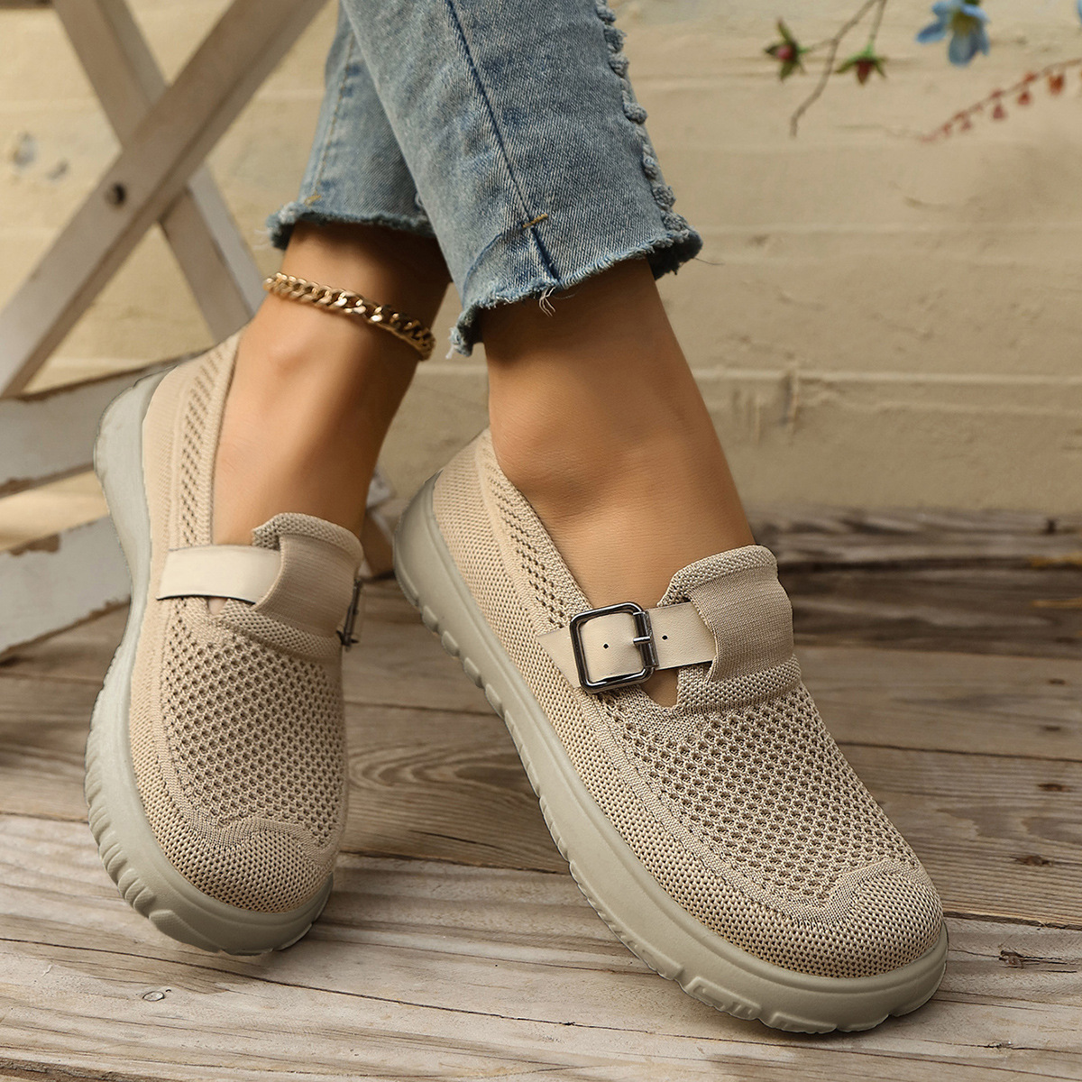Women's plus Size Breathable Mesh Platform Casual Loafers Sporty Style Autumn New Fashion Ladies Slip-On Shoes_voghion.com