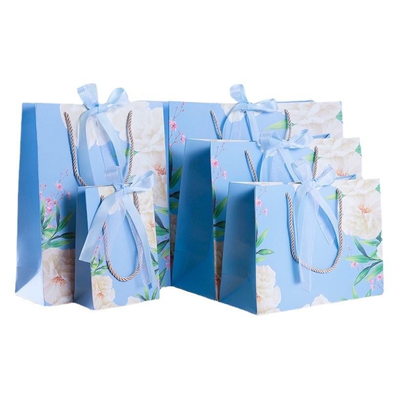 Landai peonía fresca bolsa de regalo de papel de compras de mano tienda de ropa bolsa de embalaje bolsa de regalo