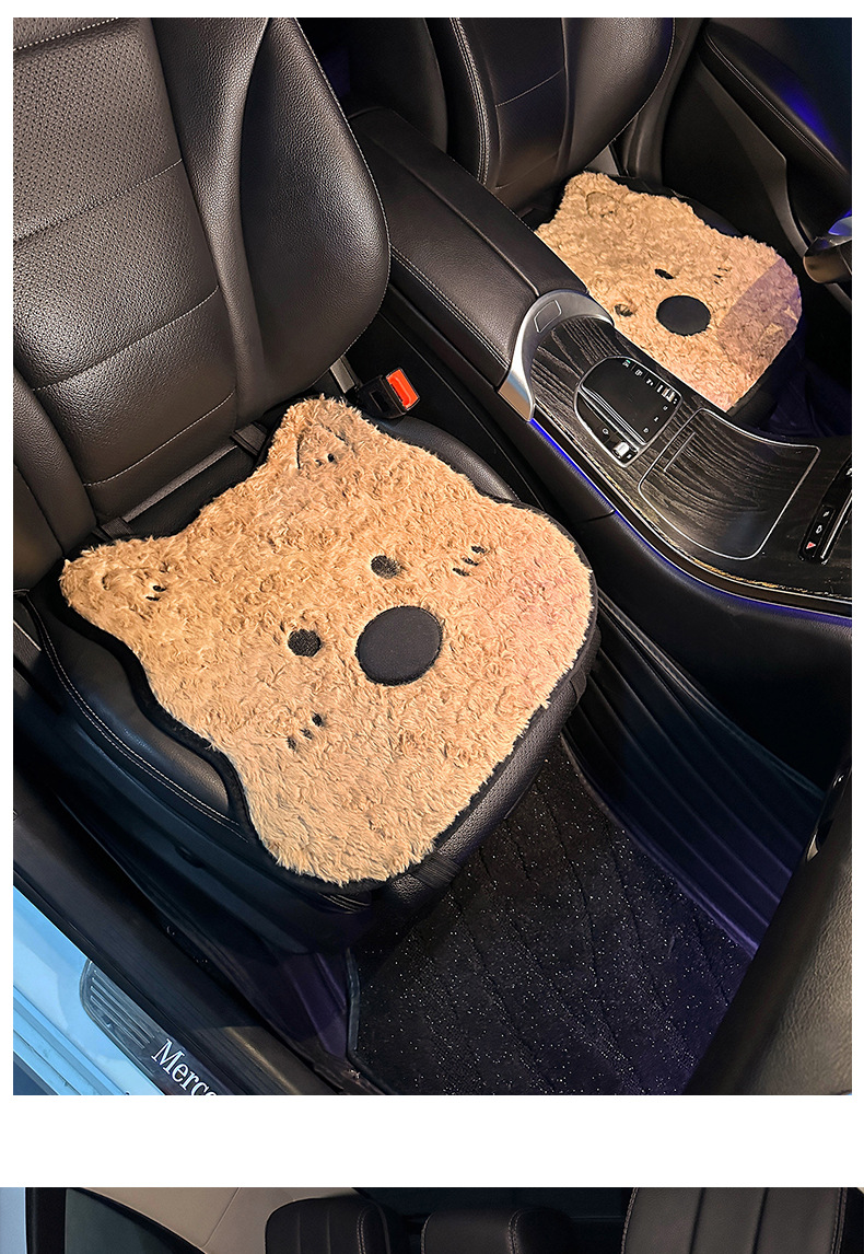 Car Seat Cushion Winter Thick Plush Cute West Highland Puppy Seat Cushion In-Car Autumn and Winter Warm Car Seat Cover for Women