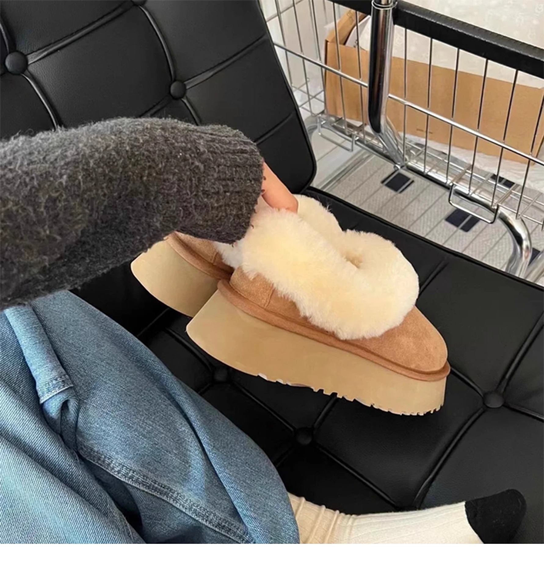 Autumn Winter Women's Ankle Boots With Thick Sole And Fur Lining_voghion.com