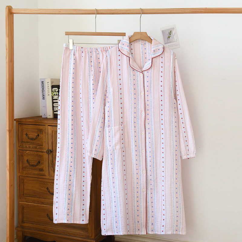 Pure Cotton Gauze Maternity Dress and Nursing Nightgown Two-Piece Set for Postpartum Women, Specially Designed for Childbirth, Suitable for Spring and Summer Pure Cotton Gauze Maternity Dress and Nursing Nightgown Two-Piece Set for Postpartum Women, Specially Designed for Childbirth, Suitable for Spring and Summer