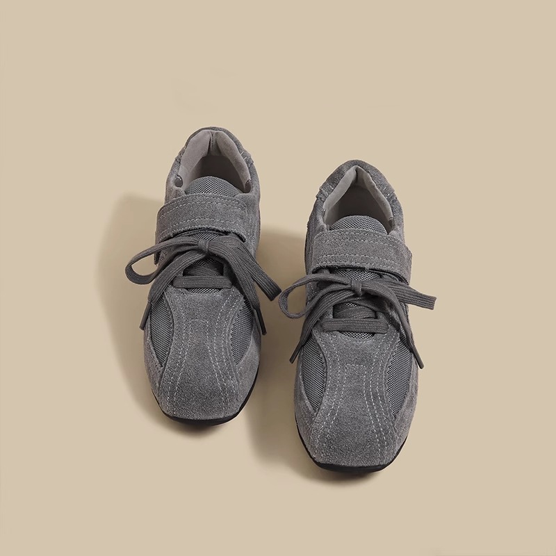 Thick-Soled Moral Training Shoes for Women 2025 Autum New Velcro Casual Sports Dad Shoes Ballet Style Forrest Gump Shoes