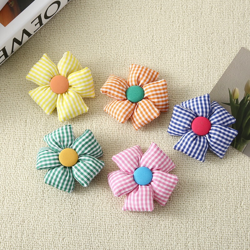 Korean Style Fabric Square Five-Petal Flower Kidsren's Hair Accessories Hair Band Brooch Accessories Handbag Bag Decoration Accessories Wholesale