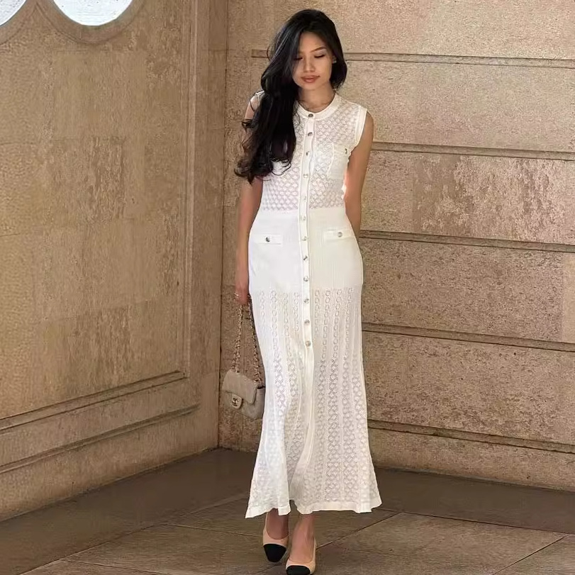 summer lace fitted long skirt sleevless