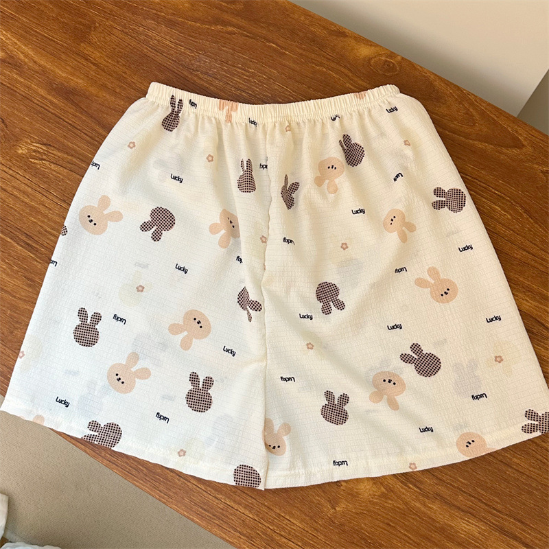 Espuma de verano suelta pantalones cortos de pijama para mujeres pantalones de pijama caseros de dibujos animados se pueden usar fuera