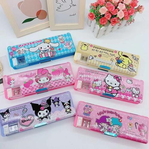 Cartoon Collection Double-Sided Pencil Case Student School Supplies Organizer Math Rhymes Cute Gift for Children