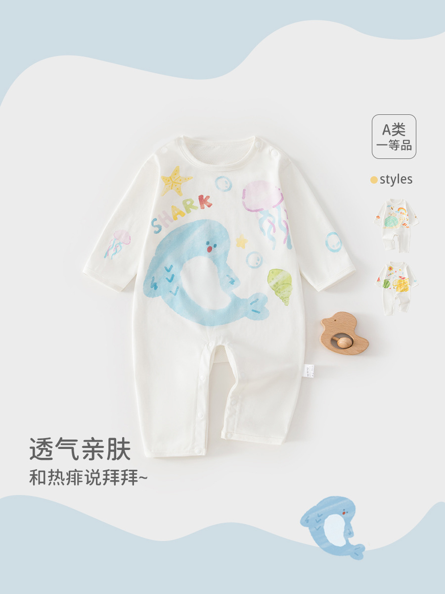 Children's summer thin long-sleeve, bodysuit, pijama, overall for new born for baby