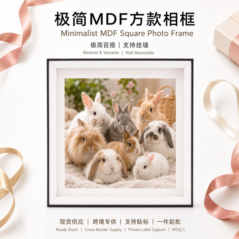 Minimalist Mdf Square Photo Frame with High-Definition Acrylic Panel, Can Be Hung or Placed Vertically or Horizontally, Square Picture Frame