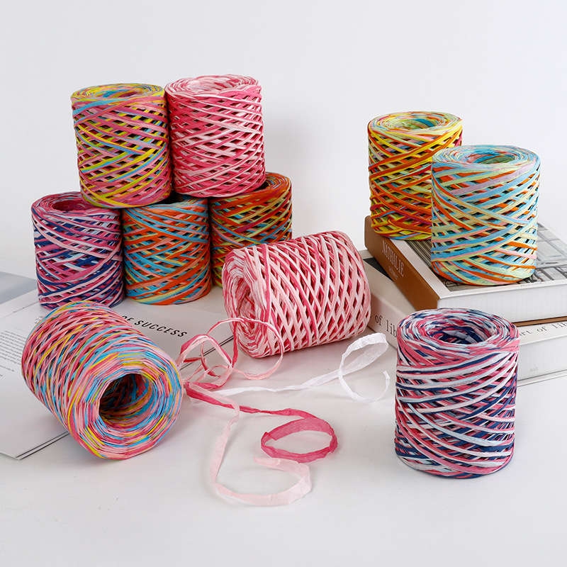 Nuevos productos en línea de color Laffei cuerda de papel de paja flores de correa de flores regalos de arco de papel florista al por mayor