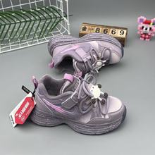 童鞋儿童秋冬款皮面防水加绒保暖魔术贴卡通挂件超轻底运动老爹鞋
