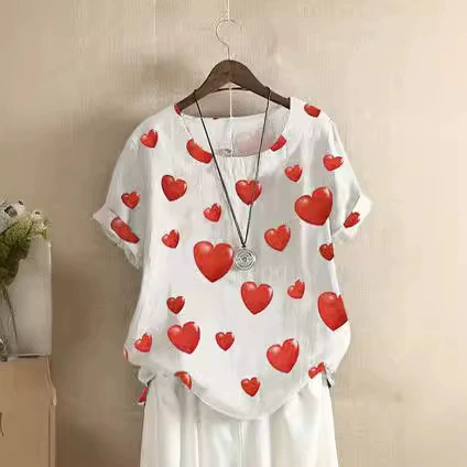 2023 Летняя новая модель большого размера повседневная свободная футболка с короткими рукавами с принтом