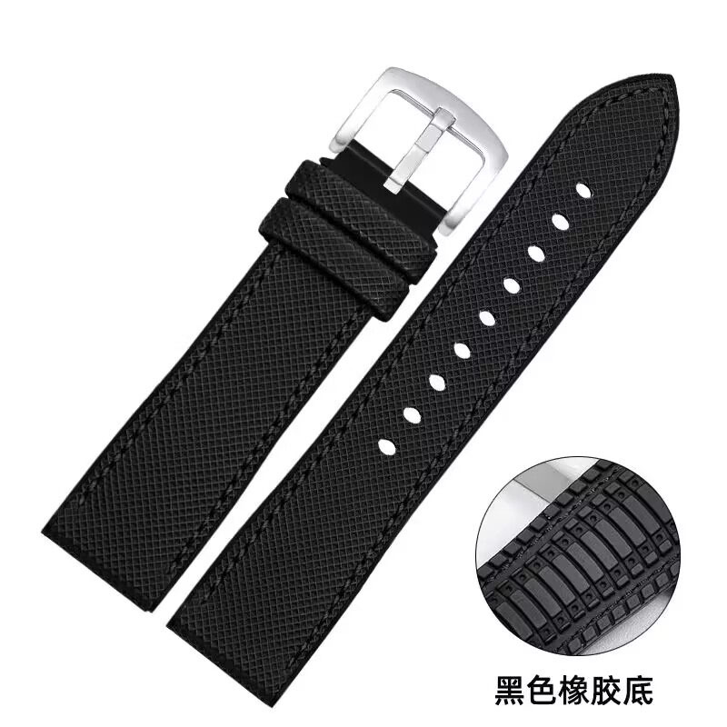 Black between black (black line) / 18mm + silver buckle