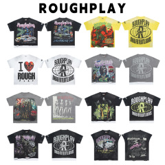美潮RoughPlay短袖纯棉t恤圆领字母高街休闲宽松情侣字母跨境专供