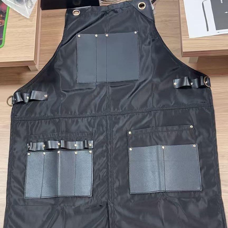 Delantal impermeable transfronterizo logotipo personalizado de bolsillo parrilla peluquería ropa de trabajo delantal peluquería fábrica al por mayor