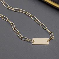 Чистое золото 14K интегрированная цепочка Мода простое золото Гладкий квадратный квадрат Бренд All-Match Галстуки золотые украшения 11826