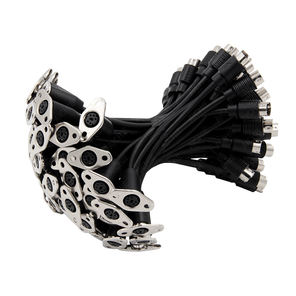 定 制公对母5芯Mini Din线束 S端子线S-Video音频视频线厂家