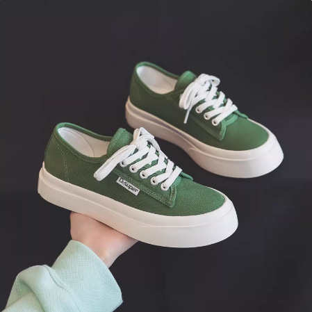 Qadın kətan idman ayaqqabısı, qalın altlıqlı ağ sneaker