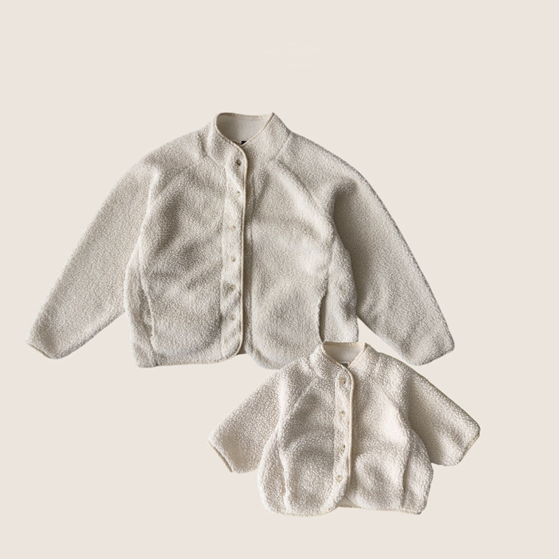 Boys And Girls Solid Color Lamb Wool Fleece-lined Thickened