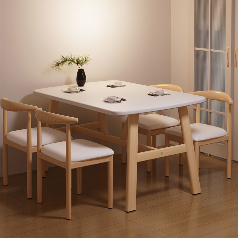 Mesa de comedor de estilo crema para el hogar pequeño escritorio y silla de celebridades de Internet minimalista moderno mesa de comedor informal de alta gama mesa rectangular