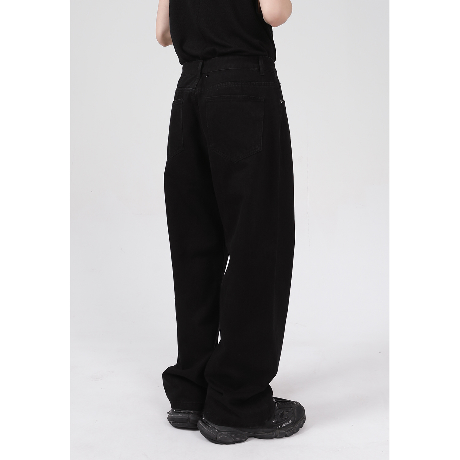 MTLCLOTHES ropa de hombre | Jeans Negros Lavados de Estilo Coreano, Corte Holgado, Color Sólido, Simples, Casuales y Rectos para Hombre