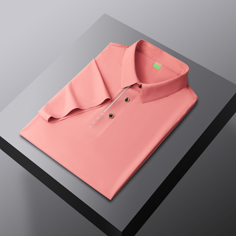 2024 verano delgado hielo sin marcas prensado polo hombre manga corta suelta negocio casual camiseta con solapa al por mayor