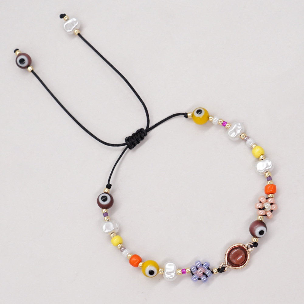 1 Piece Bohemian Heart Shape Eye Flower Imitation Pearl Irregular Beaded Plating Womenu0027S Bracele