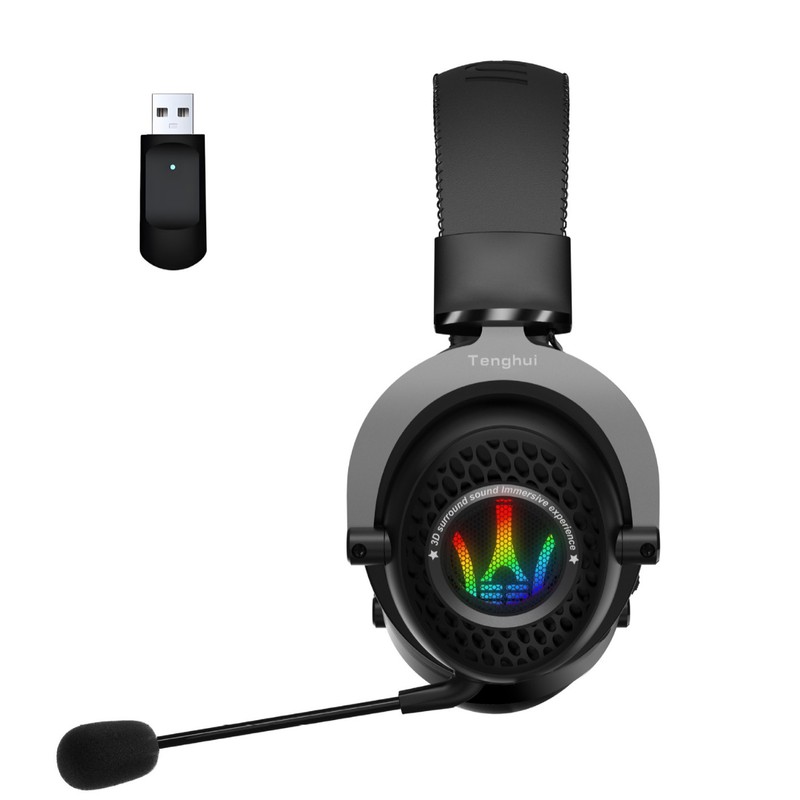 2.4Gワイヤレス+Bluetooth+仮想7.1 3モードヘッドマウントコンピュータゲームヘッドセットRGB eスポーツヘッドセット|undefined