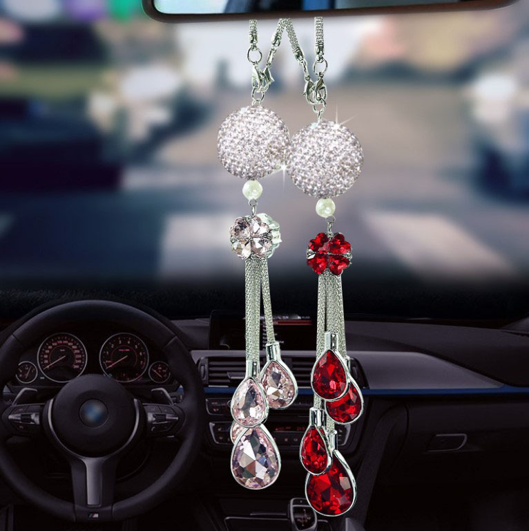 Car rearview mirror pendant metal pendant car Crystal Diamond Ball interior pendant car decoration rhinestone pendant ornaments
