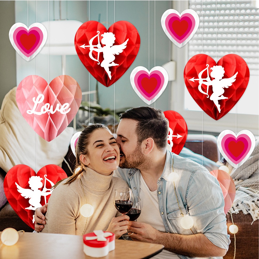 Amazon Decoración del día de San Valentín amor colgante de panal romántico día de San Valentín propuesta de matrimonio colgante de bola de panal colgante
