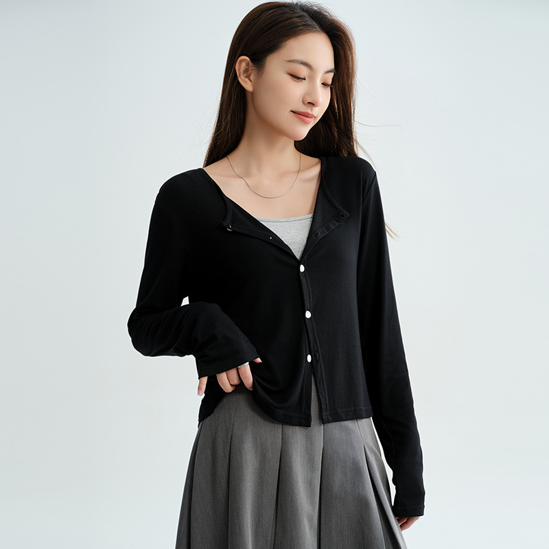 Summer Thin Solid Color Modal Pure Desire Style Long-Sleeved Cardigan Sun Protection Versatile Small Waistcoat Summer Thin Solid Color Modal Pure Desire Style Long-Sleeved Cardigan Sun Protection Versatile Small Waistcoat